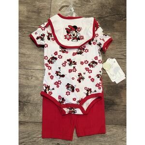 NWT Y2K Disney Baby Minnie Mouse Floral Infant 6/9 Mo Baby Girl 3-Piece Outfit